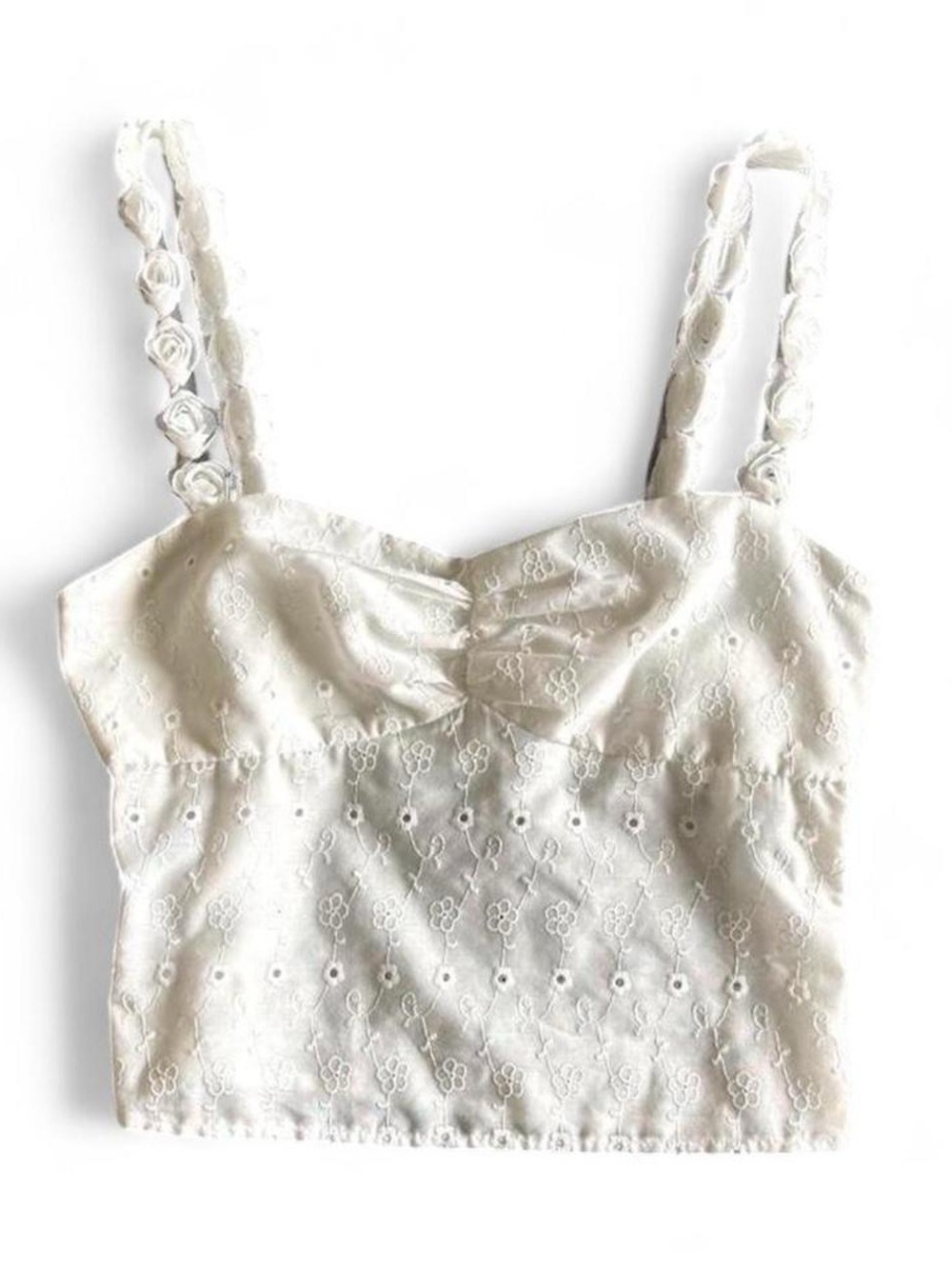 Princess Polly Franca white eyelet rosette cami top - coquette cottagecore